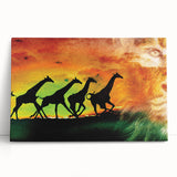 Stretched canvas artwork depicting a vibrant animal scene with rich colors and intricate details, ideal for enhancing home decor in living spaces or galleries.