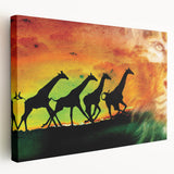 Stretched canvas artwork showcasing a vibrant animal-themed design, featuring rich colors and intricate details, ideal for enhancing home decor in living spaces.