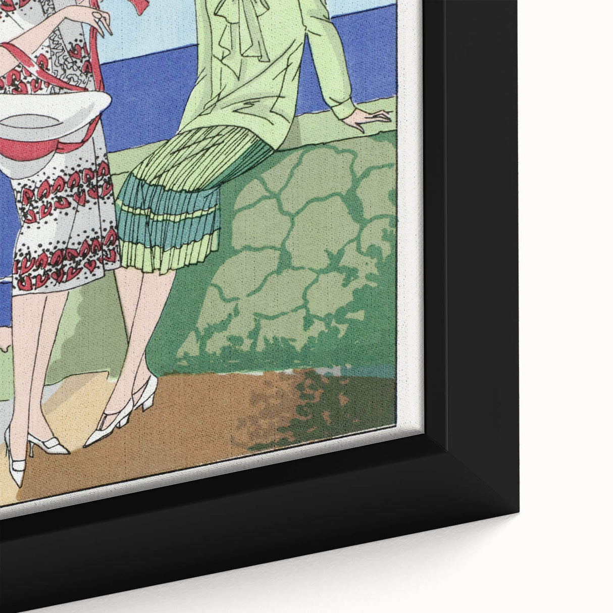 Charming Art Deco Wall Art - Stylish Women in Garden Setting Illustration