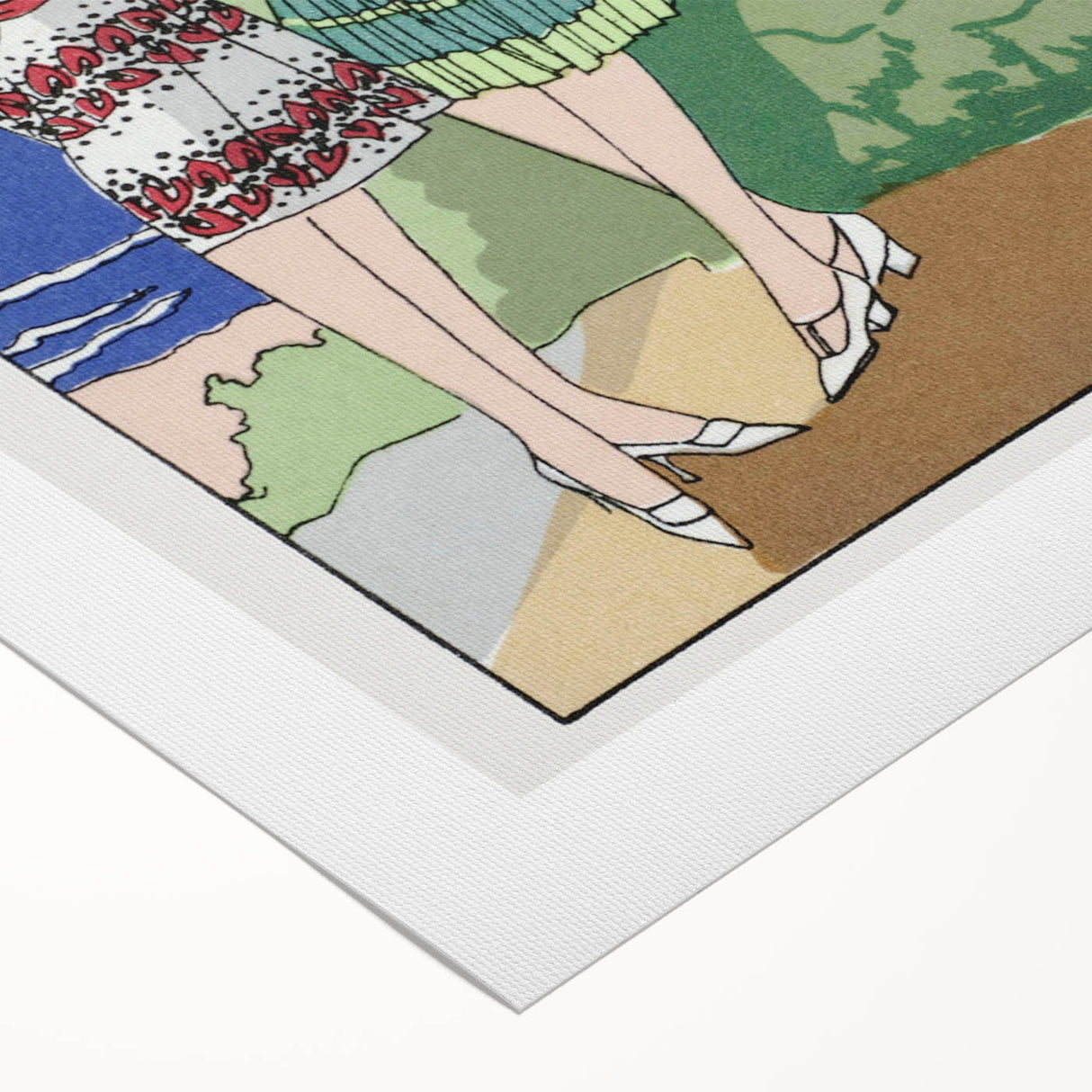 Charming Art Deco Wall Art - Stylish Women in Garden Setting Illustration
