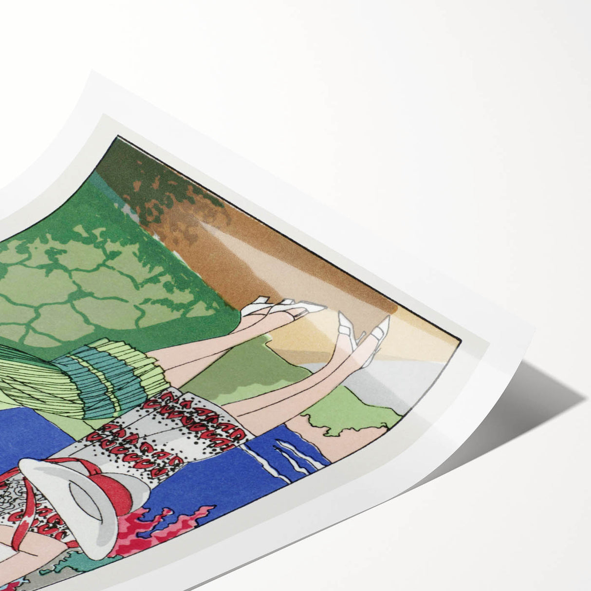 Charming Art Deco Wall Art - Stylish Women in Garden Setting Illustration