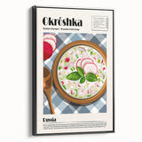 Black and white framed canvas depicting various vintage food dishes, ideal for bedroom wall decor.