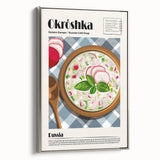 Landscape art painting of colorful food dishes on a framed canvas, ideal for kitchen wall decor.