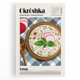 Black and white stretched canvas featuring various classic food dishes, ideal for kitchen wall art.