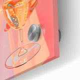 Large abstract wall art in mid-century modernist style with vibrant colors on acrylic glass, ideal for dining room decor.