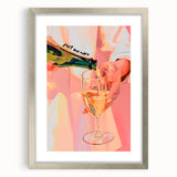 Extra large abstract art print featuring textured swirls in silver and gray, framed with a matte silver border.