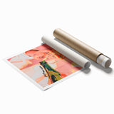 Extra large rolled print featuring a floral design in muted watercolor tones.