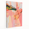 Large stretched canvas featuring a colorful abstract design of food and drinks, ideal for kitchen wall art.