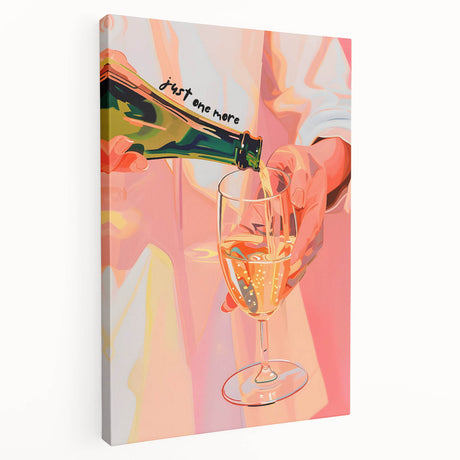 Large stretched canvas featuring a colorful abstract design of food and drinks, ideal for kitchen wall art.