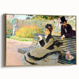 Impressionist Garden Scene - Monet's Camille on a Bench, Framed Print