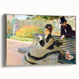 Impressionist Garden Scene - Monet's Camille on a Bench, Framed Print