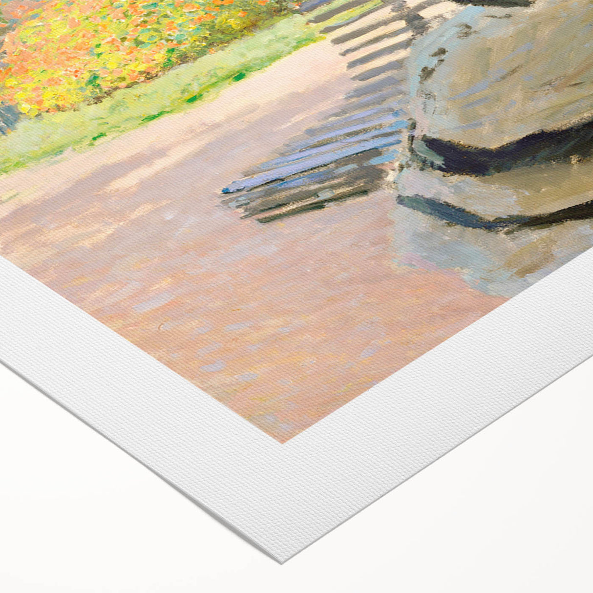 Impressionist Garden Scene - Monet's Camille on a Bench, Framed Print