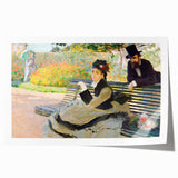 Impressionist Garden Scene - Monet's Camille on a Bench, Framed Print