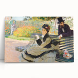 Impressionist Garden Scene - Monet's Camille on a Bench, Framed Print
