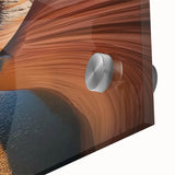 Close-up of a vibrant acrylic landscape artwork showcasing majestic canyons in rich earth tones, emphasizing intricate details and textures, perfect for home décor.