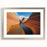 Silver-framed landscape artwork featuring vibrant canyons, showcasing rich colors and intricate details, ideal for enhancing home decor and art collections.