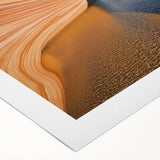 Stunning landscape rolled canvas showcasing vibrant canyons in rich earthy tones, perfect for home decor, displayed in a protective cardboard tube for easy transport.