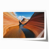 Vibrant landscape print showcasing stunning canyons in rich earth tones, rolled and packaged in a protective tube, perfect for home decor or art enthusiasts.