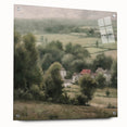 Landscape wall art featuring a serene countryside scene, displayed in a sleek acrylic frame. The vibrant colors and detailed artwork enhance any home decor, making it a perfect addition for nature lovers.
