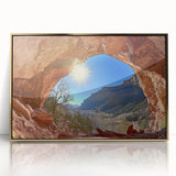 Framed acrylic artwork showcasing a stunning desert landscape with golden hues, perfect for adding a touch of elegance to any living space or office decor.