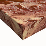 Close-up of a vibrant desert landscape stretched canvas featuring warm tones of orange and yellow, perfect for modern home decor, highlighting intricate details and textures.