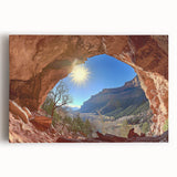 Stretched canvas artwork showcasing a vibrant desert landscape with warm hues of orange and yellow, perfect for home decor and adding a serene touch to any space.