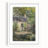 White-framed landscape artwork with a mat, showcasing a serene natural scene, perfect for home decor, enhancing interior aesthetics with a touch of elegance.