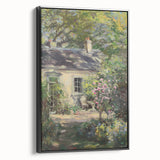 Framed canvas print showcasing a serene landscape with vibrant colors, featuring a black frame. Ideal for home decor, enhancing any wall space with natural beauty.