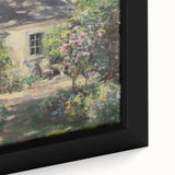 Close-up of a framed canvas artwork showcasing a vibrant landscape with rich colors and intricate details, perfect for home decor or art enthusiasts.