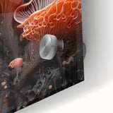 Large abstract wall art on acrylic glass featuring mid-century modernist style in natural elements.