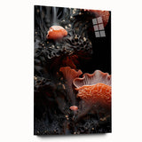 Large abstract wall art on acrylic glass depicting natural close-up elements in neutral tones.