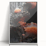 Art Deco poster featuring geometric shapes in black and gold on a white acrylic framed poster, suitable for nursery wall art.