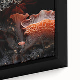 Extra large framed canvas featuring textured black wall art with colorful abstract elements, suitable for living room decor.