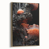 Framed canvas wall art of a vintage landscape painting in muted earth tones, ideal for bedroom decor.