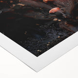 Art deco poster featuring geometric patterns in black and gold on rolled canvas.