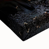 Large art featuring a black and white landscape painting on stretched canvas, ideal for bedroom wall decor.