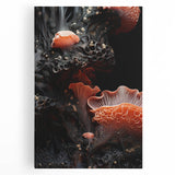 Black and white close-up of natural elements on a stretched canvas, ideal for kitchen wall art.