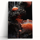 Black and white close-up photography of natural elements on a stretched canvas, ideal for kitchen wall art.