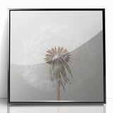 Large abstract wall art featuring close-up floral designs in muted tones on a framed acrylic.