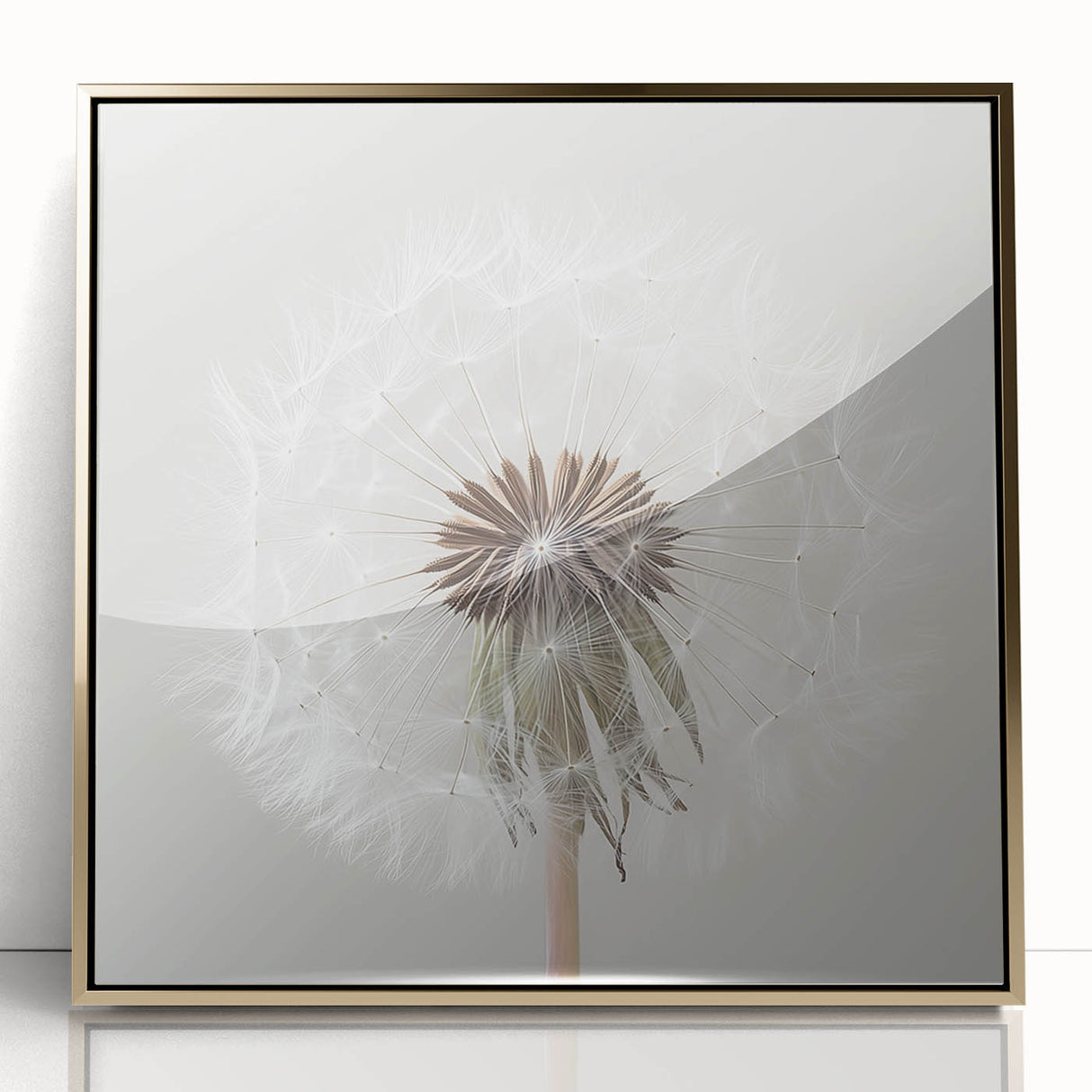 Framed acrylic print featuring close-ups of florals in mid-century modernist style with gold accents.