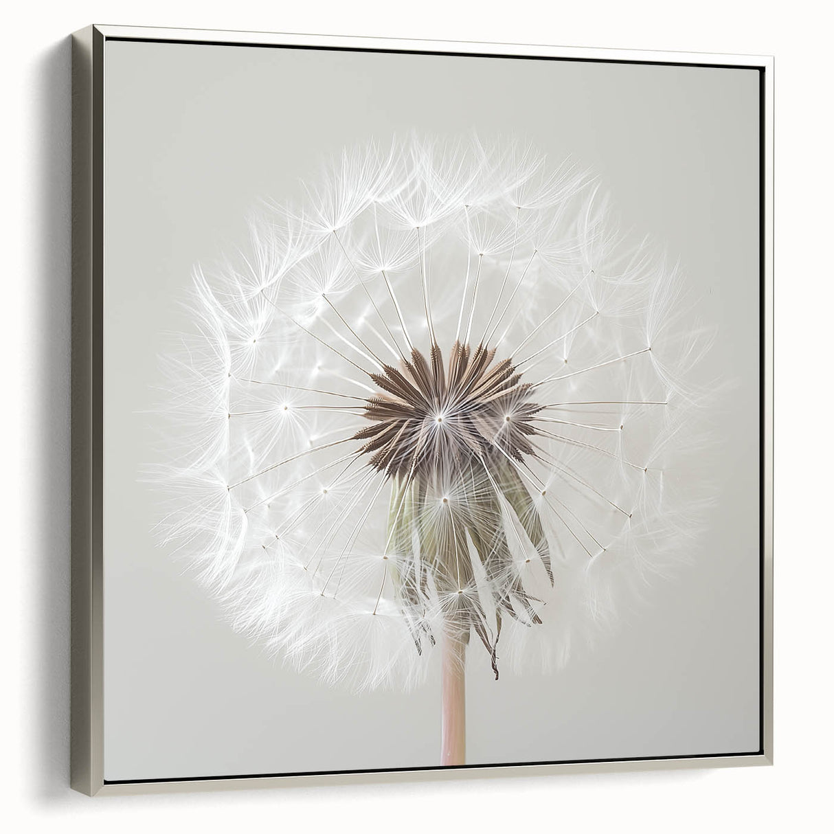 Framed canvas featuring a vintage-style landscape painting with colorful florals and black accents.