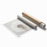 Close-up floral art in soft pastel colors on rolled print, suitable for large bathroom or living room walls.