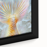 Close-up black wall art featuring textured, colorful abstract elements on a framed canvas, ideal for living room decor.