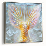 Framed canvas featuring a vintage landscape painting with colorful flora against a black background.