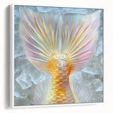 Vintage poster art of colorful nature elements on a large framed canvas, ideal for living room decor.