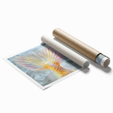 Extra large rolled print depicting close-up floral elements in soft pastel shades.