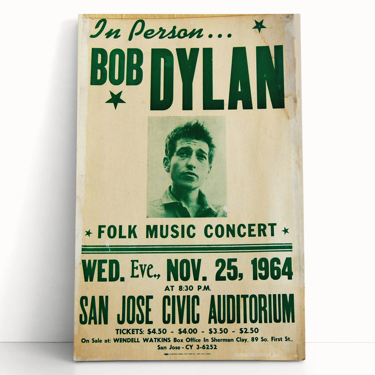 Vintage Bob Dylan Concert Poster - Retro Music Wall Art