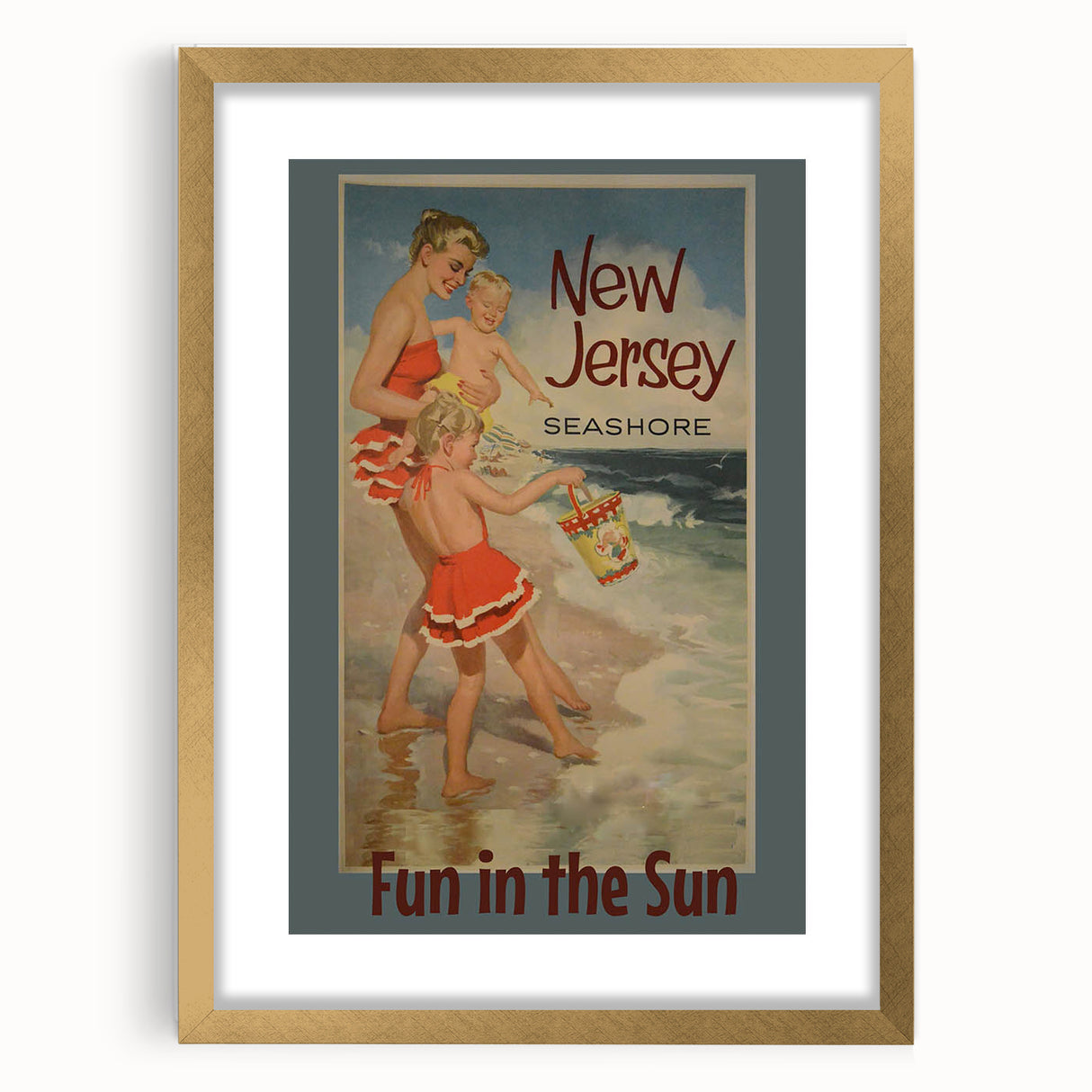 Vintage New Jersey Seashore Travel Poster – Fun in the Sun