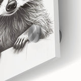 Adorable Raccoon Bathroom Wall Art - Fun Black and White Decor