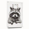 Adorable Raccoon Bathroom Wall Art - Fun Black and White Decor